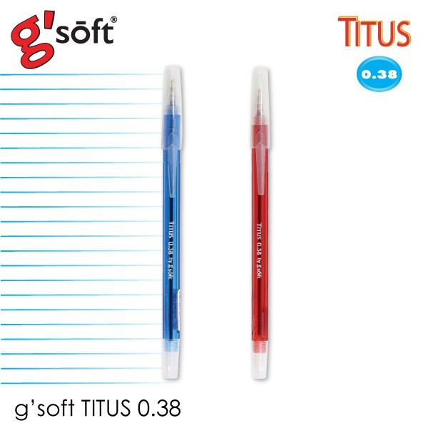 G'soft   Titus ปากกาลูกลื่น 0.38 มม.จีซอฟท์  หมึกสีน้ำเงิน (แพค 3 ด้าม)