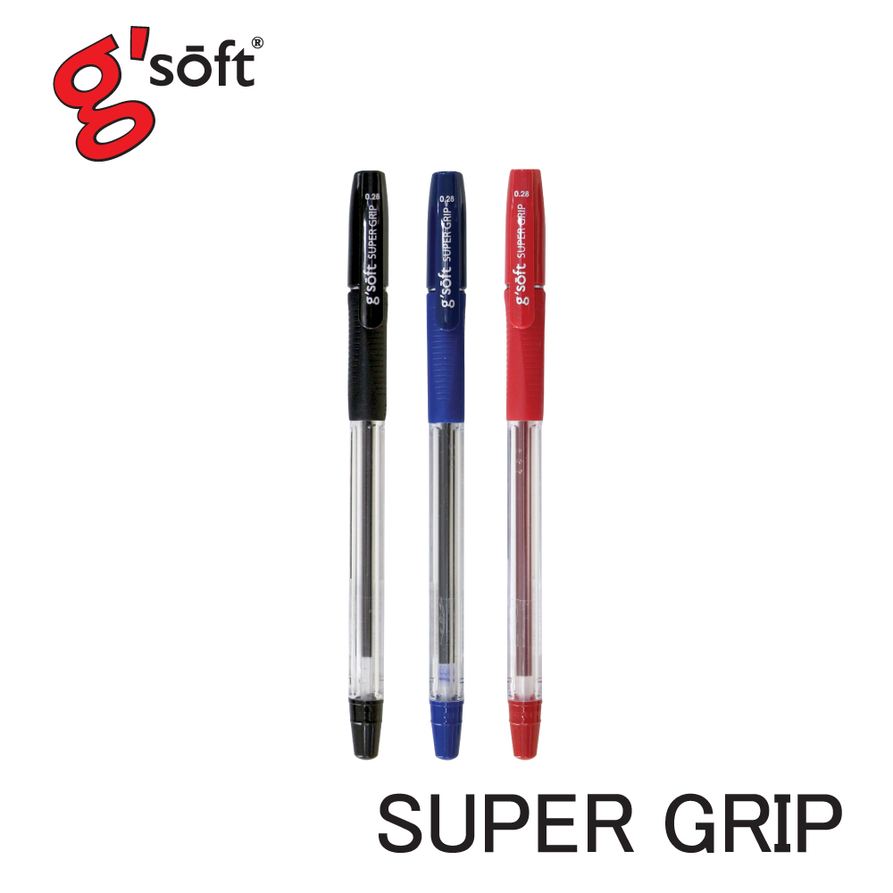 G'soft ปากกาลูกลื่น 0.28 มม.จีซอฟท์ Supergrip หมึกสีน้ำเงิน