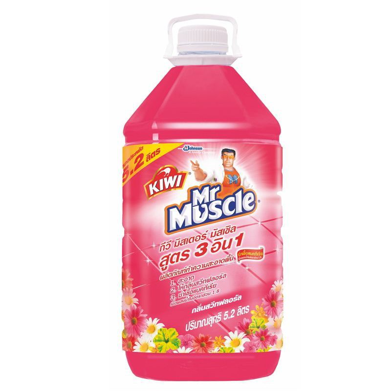 น้ำยาถูพื้น KIWI MR.MUSCLE รุ่น3IN1 ขนาด 5200ML กลิ่นสวีทฟลอรัล  สีชมพู