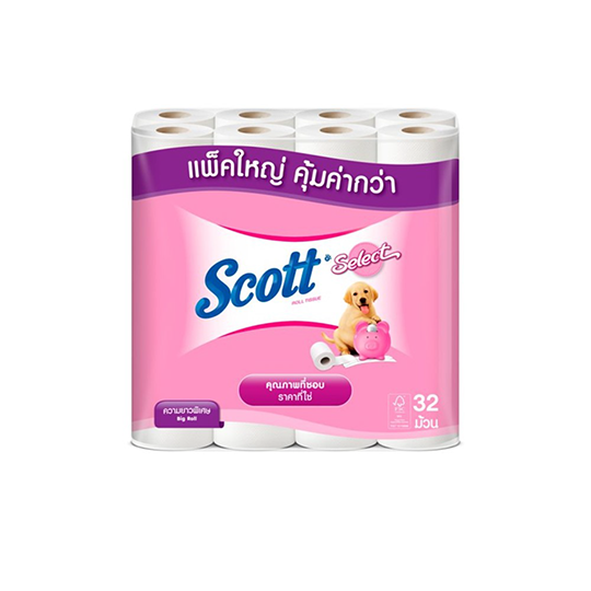 TISSUE SCOTT SELECT กระดาษทิชชู่ (32 ม้วน) สก็อตต์ ซีเล็คท์ ชมพู  ความยาวมาตราฐาน