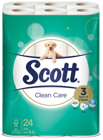 SCOTT  CLEAN CARE กระดาษทิชชู่ (24 ม้วน) สก๊อตต์ คลีนแคร์ หนา 3 ชั้น