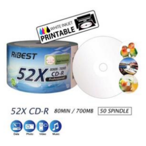 CD-R Ribest (50แผ่น/แพ็ค) 52X 700 MB พิมพ์หน้าได้