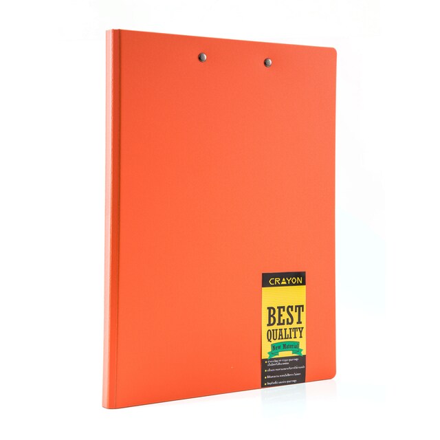 แฟ้มคลิปหนีบ+คลิปบอร์ด สีส้ม CRAYON CB641