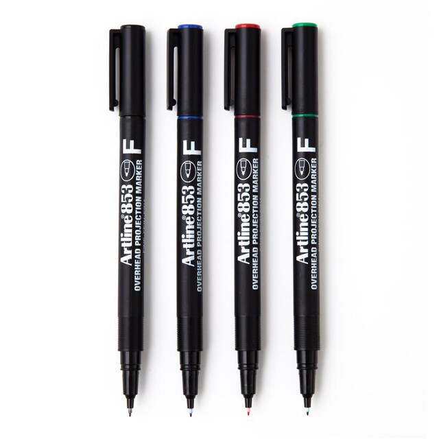 Artline ปากกาเขียนแผ่นใสลบไม่ได้ 0.5 มม. หมึกคละสี 4 ด้าม/แพ็ค อาร์ทไลน์ EK-853