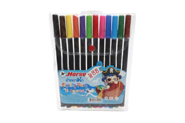 HORSE ปากกาสีเมจิก แพ็ค 12สี คละสี ตราม้า H88