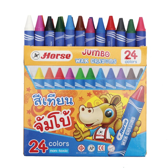 HORSE สีเทียนจัมโบ้ กล่อง 24 สี ตราม้า JUMBO WAX CRAYON