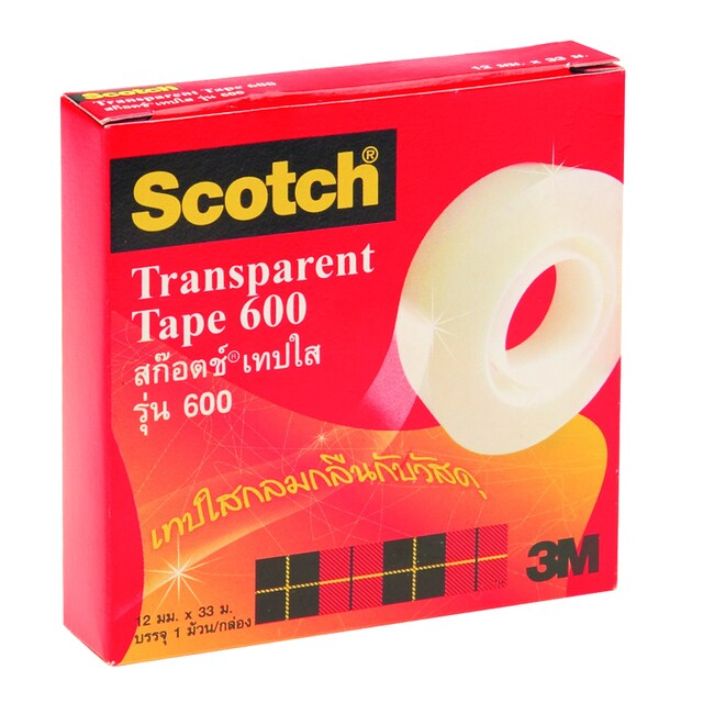 Scotch Transpareent  แกน 1 นิ้ว 1/2 นิ้วx36 หลา สก๊อตช์ เทปใส รุ่น 600