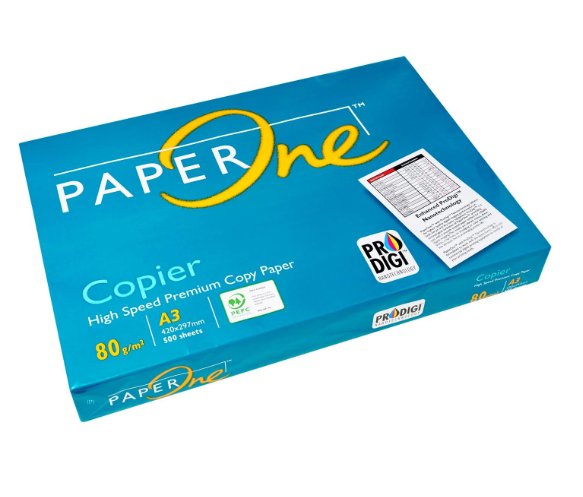 กระดาษถ่ายเอกสาร A3 Paper One (เปเปอร์วัน) 80 แกรม (500แผ่น/รีม) ราคา 255 บาท