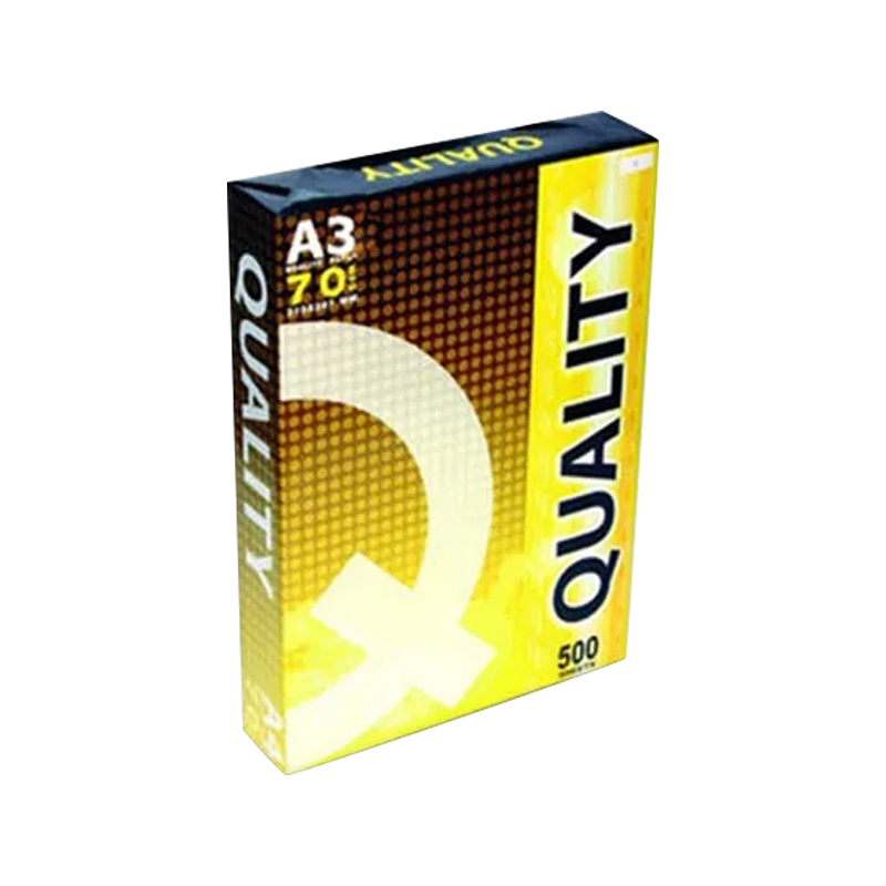 กระดาษถ่ายเอกสาร ควอลิตี้ A3 70แกรม ห่อเหลือง QUALITY (500แผ่น/รีม) ราคา 215 บาท