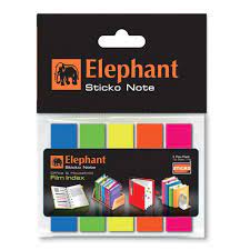 Elephant Sticko Note ฟิล์มอินเด็กซ์ 12X50 มม. สติ๊กเกอร์โน๊ต ตราช้าง 5 สี