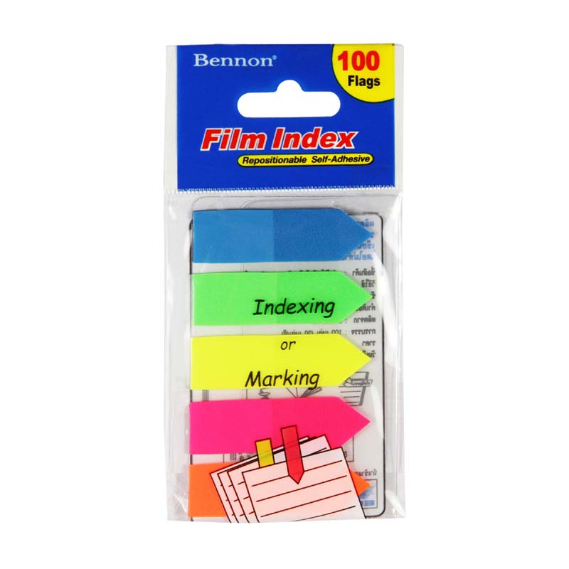 ฟิล์มโน้ตดัชนีชนิดมีกาวในตัว BENNON 06336 Film Index 5 สี ขนาด 1.2x4.4 ซม.