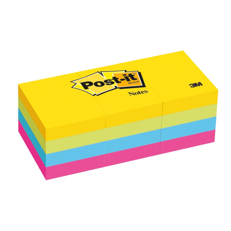 Post-it กระดาษโน๊ตโพสต์-อิท โน้ต 653AU คละสีสะท้อนแสง 1.5x2 นิ้ว 100แผ่น ยี่ห้อ3M (12 เล่ม/แพ็ค)