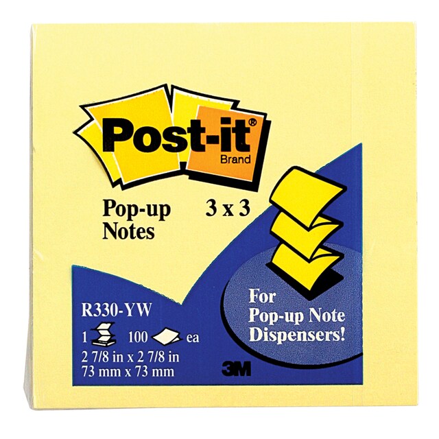 Post-it โพสต์อิท รีฟิลล์โน้ต ป๊อปอัพ ยี่ห้อ 3M R-330YW สีเหลือง 3x3 นิ้ว (100 แผ่น/เล่ม)