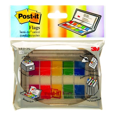 โพสต์-อิท แฟล็กซ์ 683-5CF  5 สี 0.5x1.7 นิ้ว post-it (25 แผ่น)