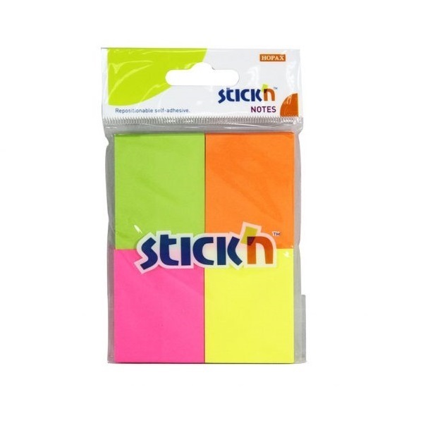 STICK'N NOTES  กระดาษโน้ตมีกาวในตัวสติกเอ็น สีสะท้อนแสง  ขนาด  1.5"x2" รุ่น2109 (4สีนีออน/แพ็ค)
