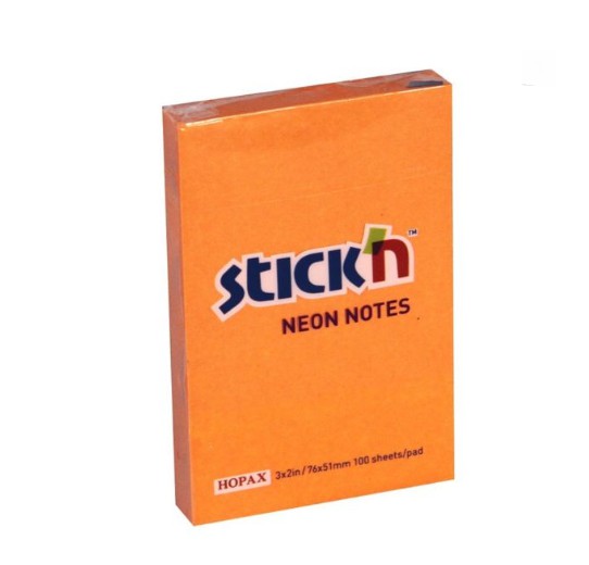 Stick'N  กระดาษโน้ตสติ๊กเอ็น รุ่น  21006 2x3 นิ้ว สีส้มสะท้อนแสง