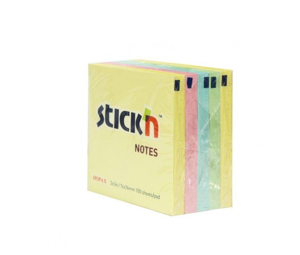 STICK'N  กระดาษโน้ตชนิดมีกาวในตัว 3x3" พาสเทลคละสี แพ็ค5เล่ม สติกเอ็น
