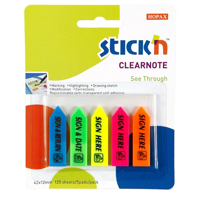 Stick'n ฟิล์มอินเด็กซ์ ฟิล์มโน๊ตดัชนี 4.2x1.2 ซม. สติกเอ็น 21192 SIGN HERE CLEARNOTE
