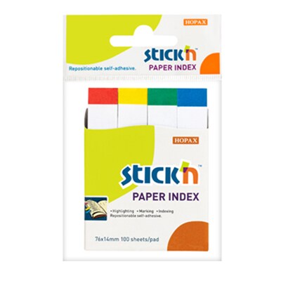 STICK'N  กระดาษโน้ตอินเด็กซ์ 1.4x7.6 ซม. สติ๊กเอ็น รุ่น 21066 แพ็ค/4สี  PAPER INDEX