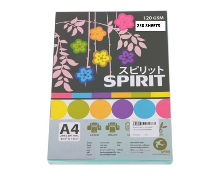 SPIRIT กระดาษสีถ่ายเอกสารสีฟ้า   A4 120 แกรม  250แผ่น