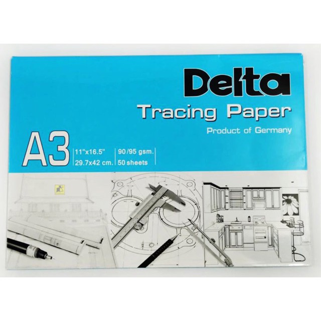 Delta Tracing Paper กระดาษไขไม่มีกรอบ 90แกรม ขนาดA3 50แผ่น